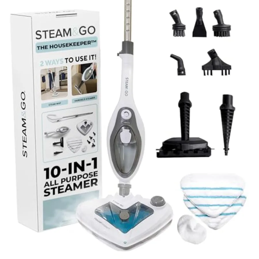 10-in-1 Steam Mop with Multi-Functional Floor Steaming Capability for Home Use Featuring Detergent Chamber Detachable Handle an