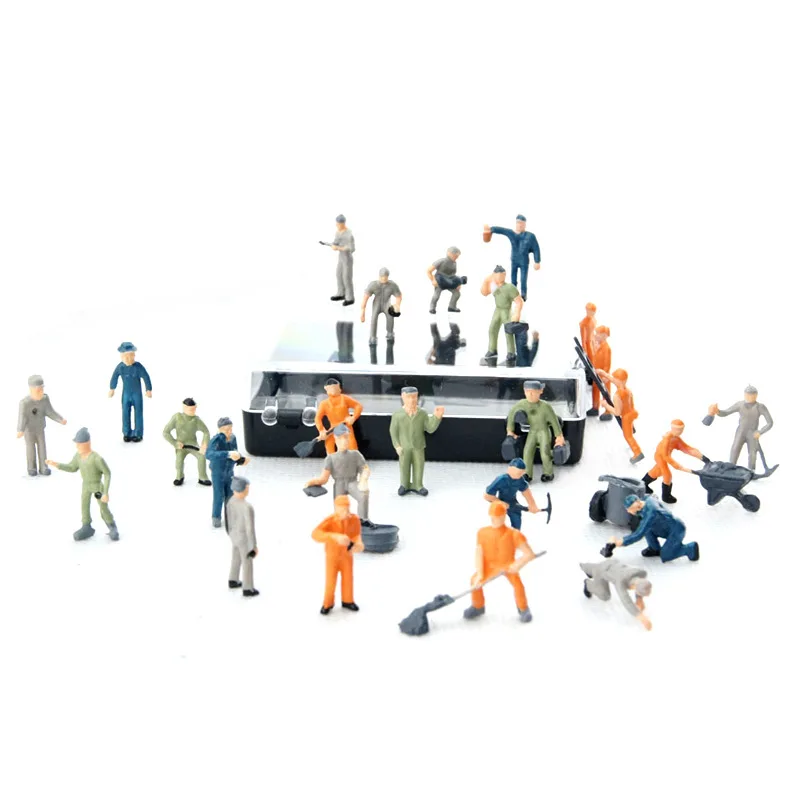 Random Pose 1:87 Scale Model Railway Worker Mini Figures Train Layout People Figurines for Railroad Scene Micro Landscape
