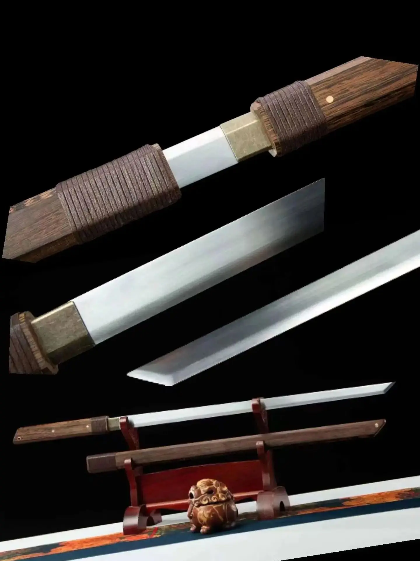 Horizontal Tang Sword, Wu Cheng, Real Handmade Multi Refined High Manganese Steel Blade, Chinese Kungfu Weapon, Unsharpened