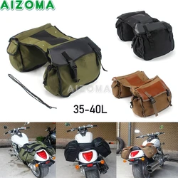 Canvas Leather Rear Saddlebag Motorcycle Tail Side Luggage Tool Storage Bags For Suzuki Boulevard M109R VZR 1800 M90 M50 C90 C50