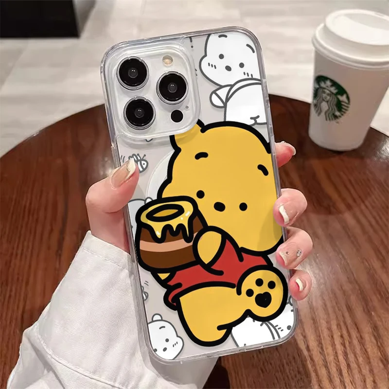 Disney Schattige Winnie Pooh Beer Met Magsafe Hoesje Voor Iphone 15 14 13 12 11 Pro Max Magnetische Compatibele Harde Shell Cover Wk454