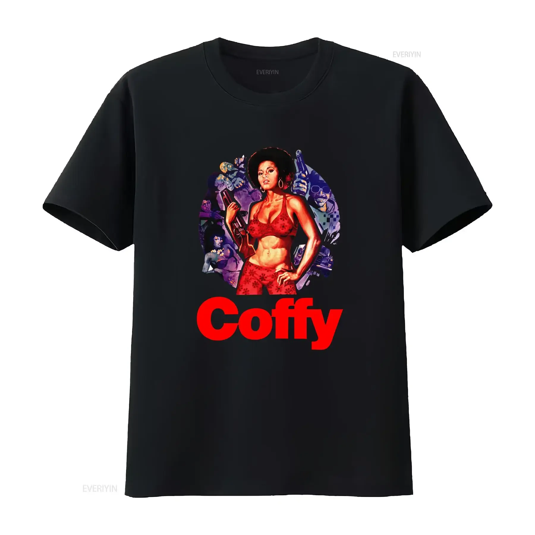 Camiseta de la película culto Blaxploitation de Coffy Pam Grier para mujer, estilo vintage, lavada, streetwear, ligeramente elástica, cómoda para hombre