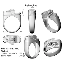 Creative Lighter Shape Rings Fashion Personalized Ring For Men's Punk Rock Motorcycle Jewelry Accessories Gift