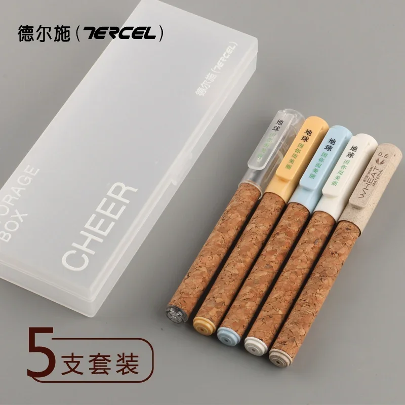 

5PCS TERCEL Environmental Protection Series Gel Pen 0.5MM Signing Pen High Capacity Black Refill P-1008