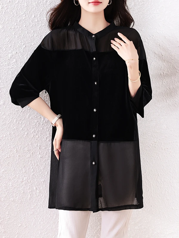 

Authentic 2025 Faion Slimming round Ne Long Sve Bla irt Versatile Sle Women's Premium Quali Casual Wear