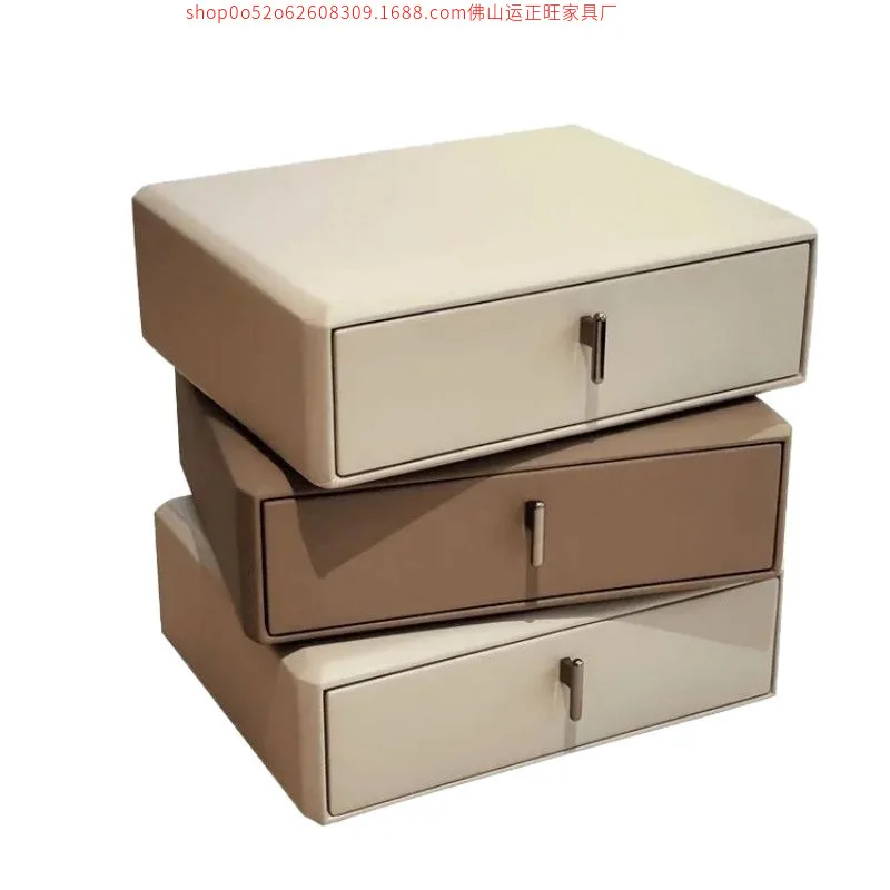 

Solid wood bedside table Internet celebrity light luxury three-layer rotating cabinet storage