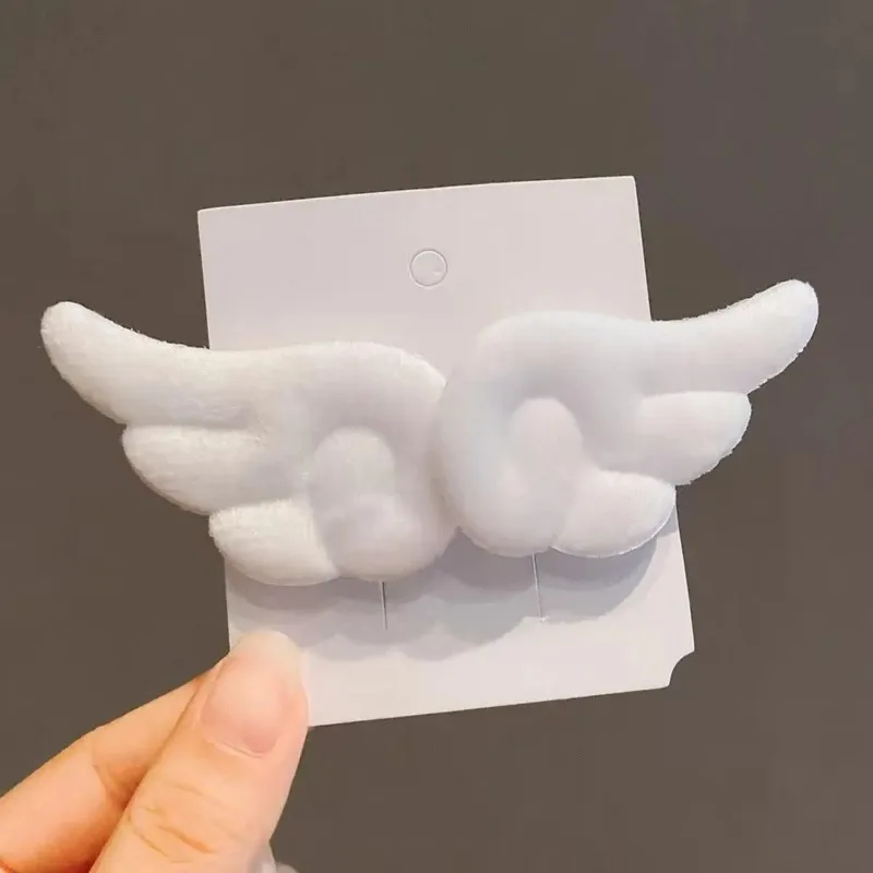 2Pcs Sweet Angel Wing Plush Hair Clips Girl Bangs Cute Hairpin Simple Hairclip Ornament Fashion Hair Accessories Side Clip - view 4