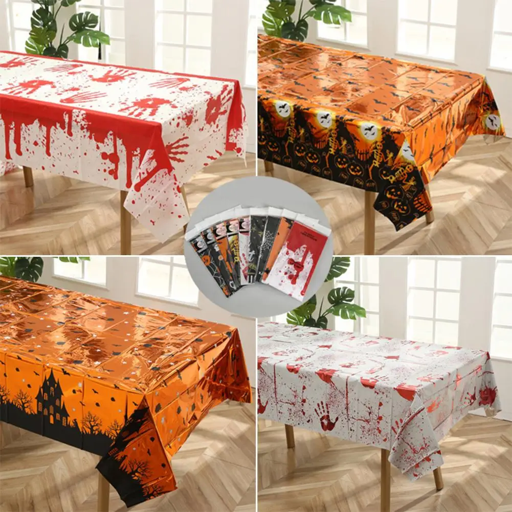 

Halloween Tablecloth Bat Patterned Pumpkin Print Disposable Table Cover PE Rectangle Tablecloth Halloween Party Decoration