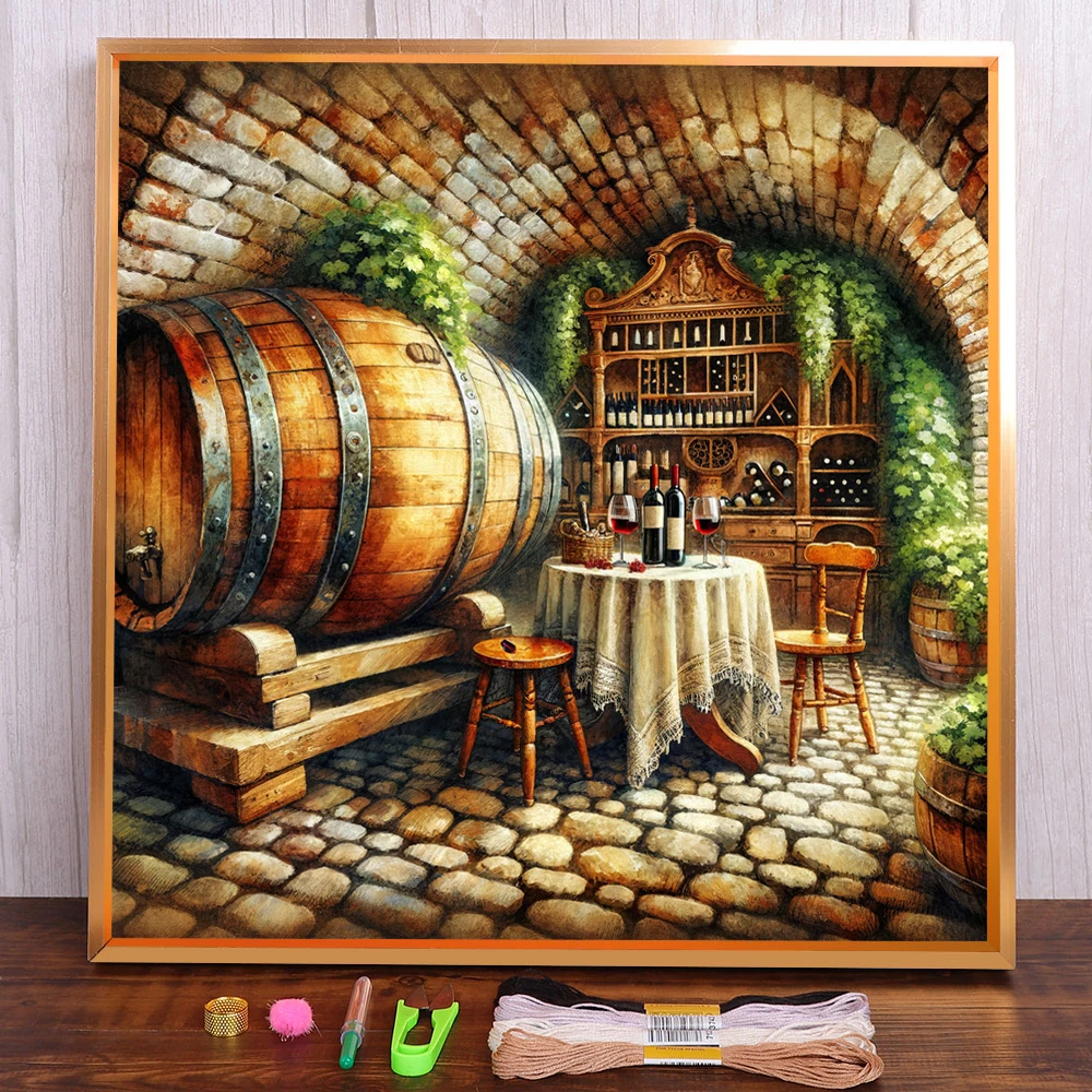 Kit completo de punto de cruz para bodega de vino, bordado artesanal, costura, Hobby, artesanía para adultos, promociones de joyería