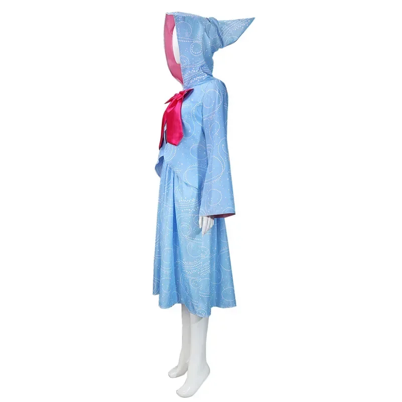 Halloween Cinderella The Fairy Godmother Cosplay Costume Girls Women Light Blue Prints Dress Outfits Fancy Party Set MN7