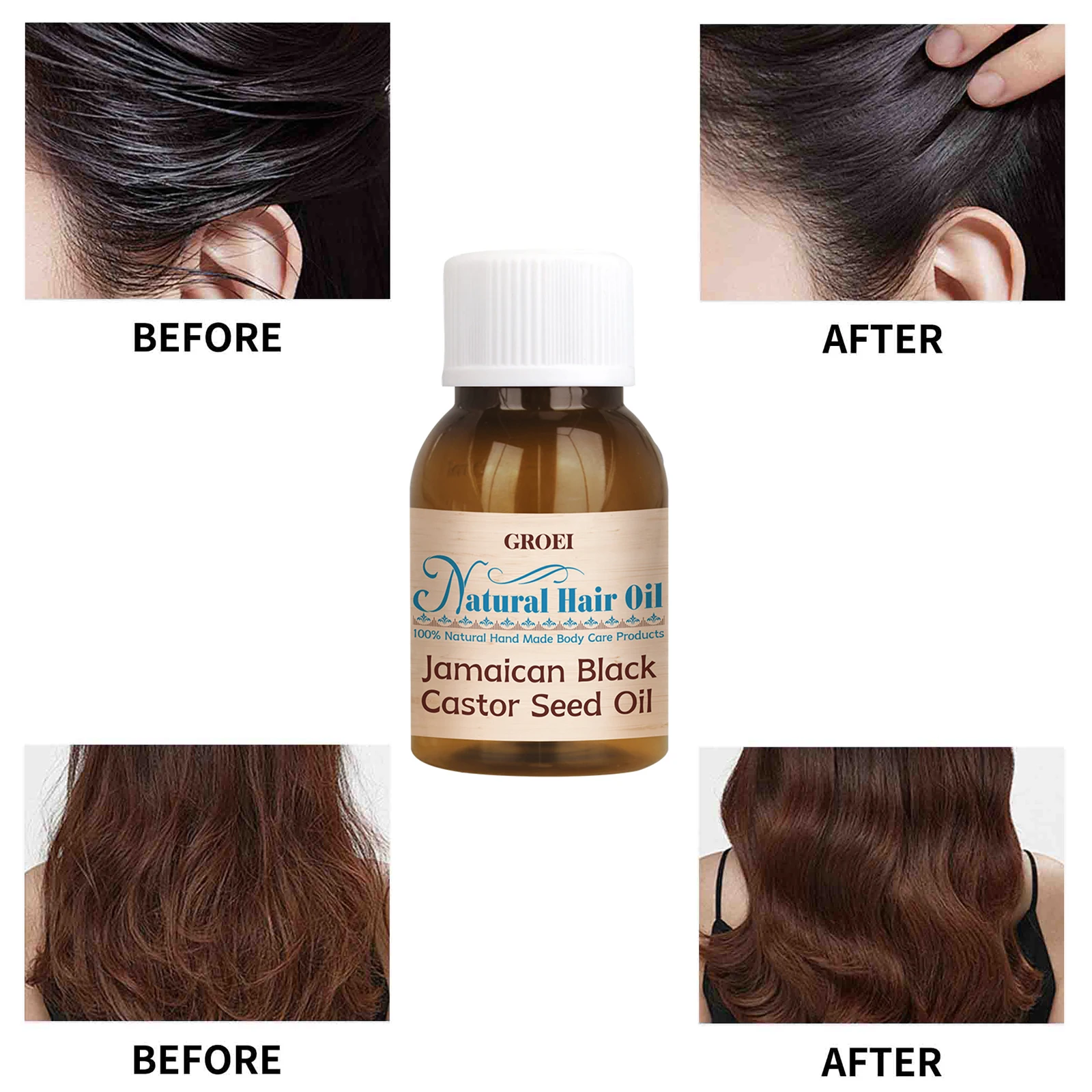 

GROEI Booster Jamaican Black Castor Oil 50ml for Strengthen Hair, Reduce Breakage & Split Ends, Natural Hair Care Oil