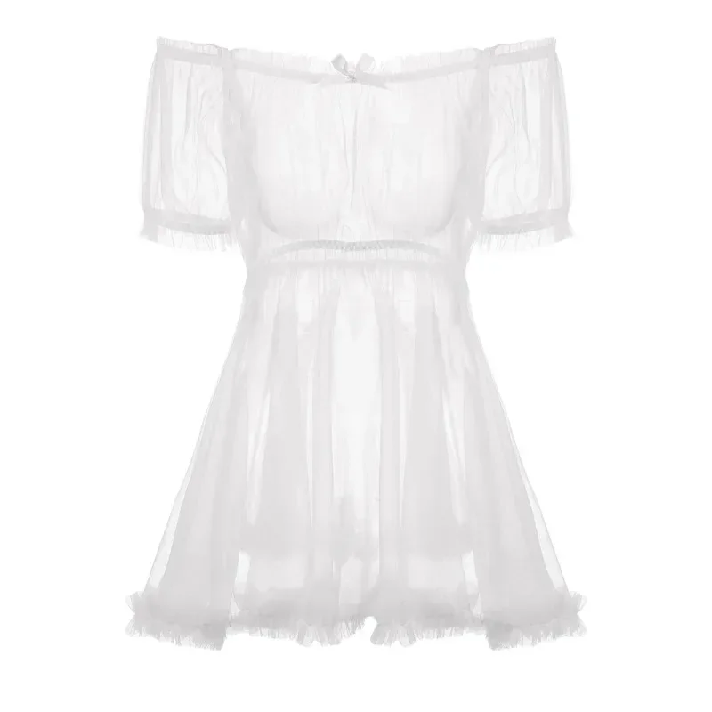 لطيف وحلو مثير الملابس الداخلية منامة انظر من خلال فستان النوم شفافة استفزازية خالية من إغراء العاطفة دعوى 2 قطعة