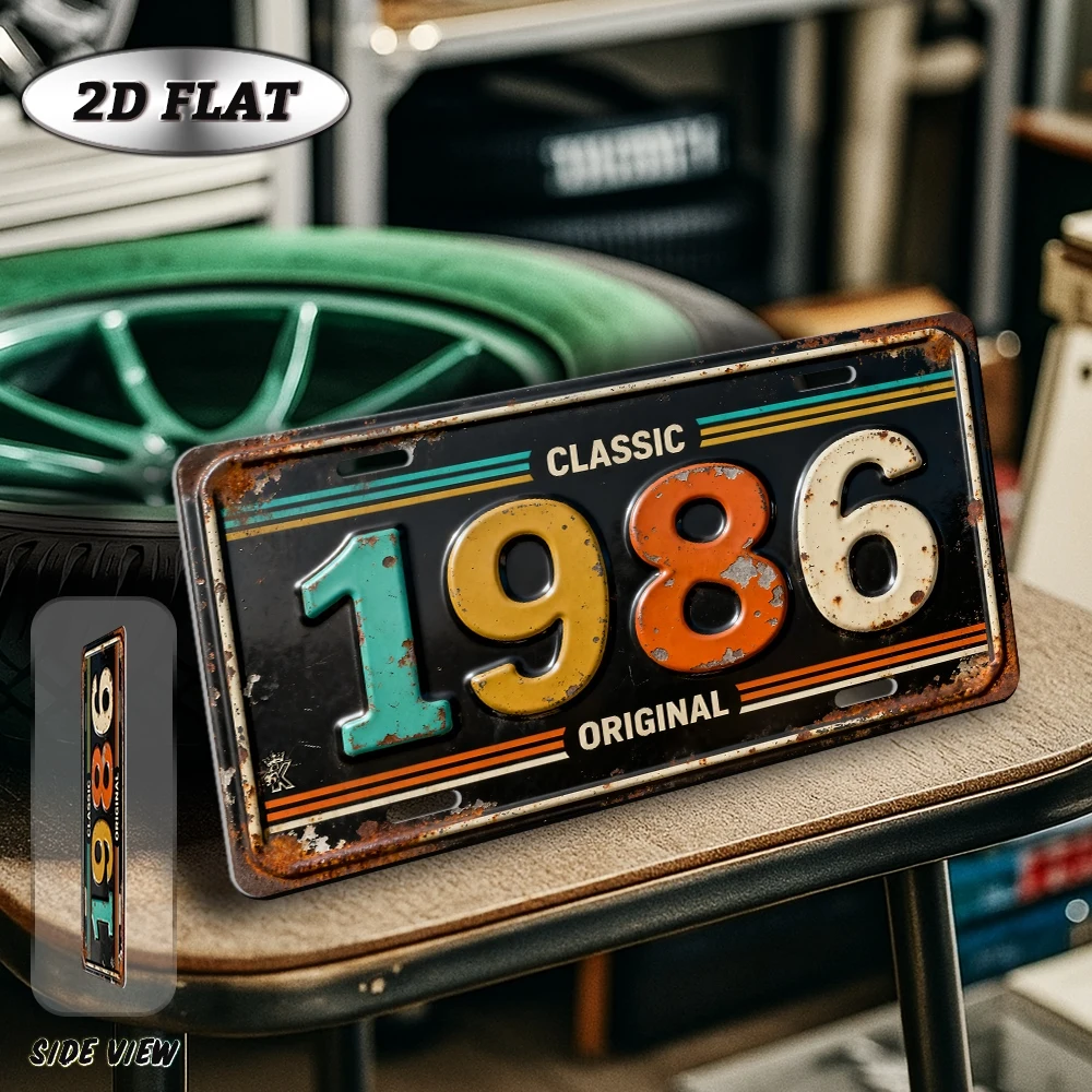 2D Flat - 【2D Flat】 2D Flat - [2D Flat], 2D Plane, 1pc, Vintage Metal Aluminum Decorative Sign (12×6 Inches), 1986 Classic Retro