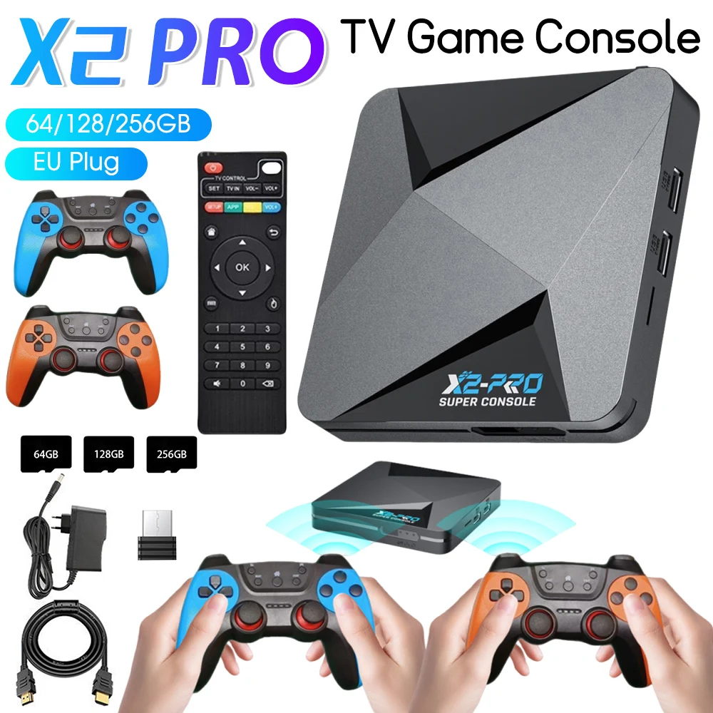 

X2PRO TV Game Console Dual System Android PSP Compatible 4K HD Multi Functional Home Entertainment Game Box EU Plug