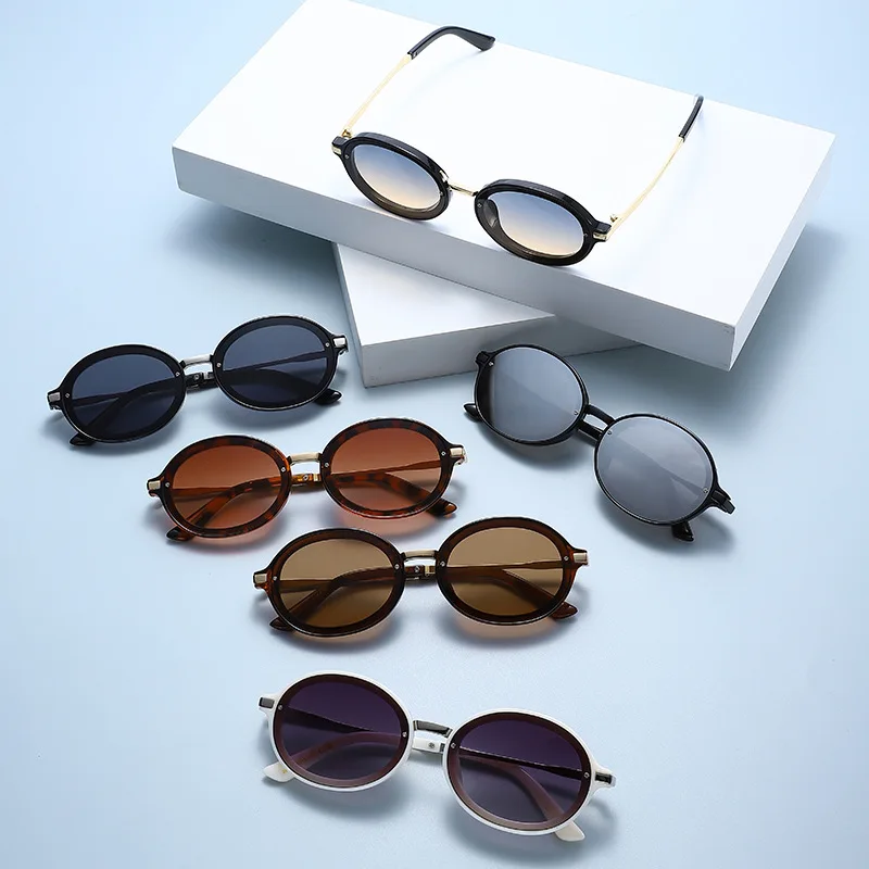 WOWSUN Oval Retro Trendy Sunglasses for Women 90s Style