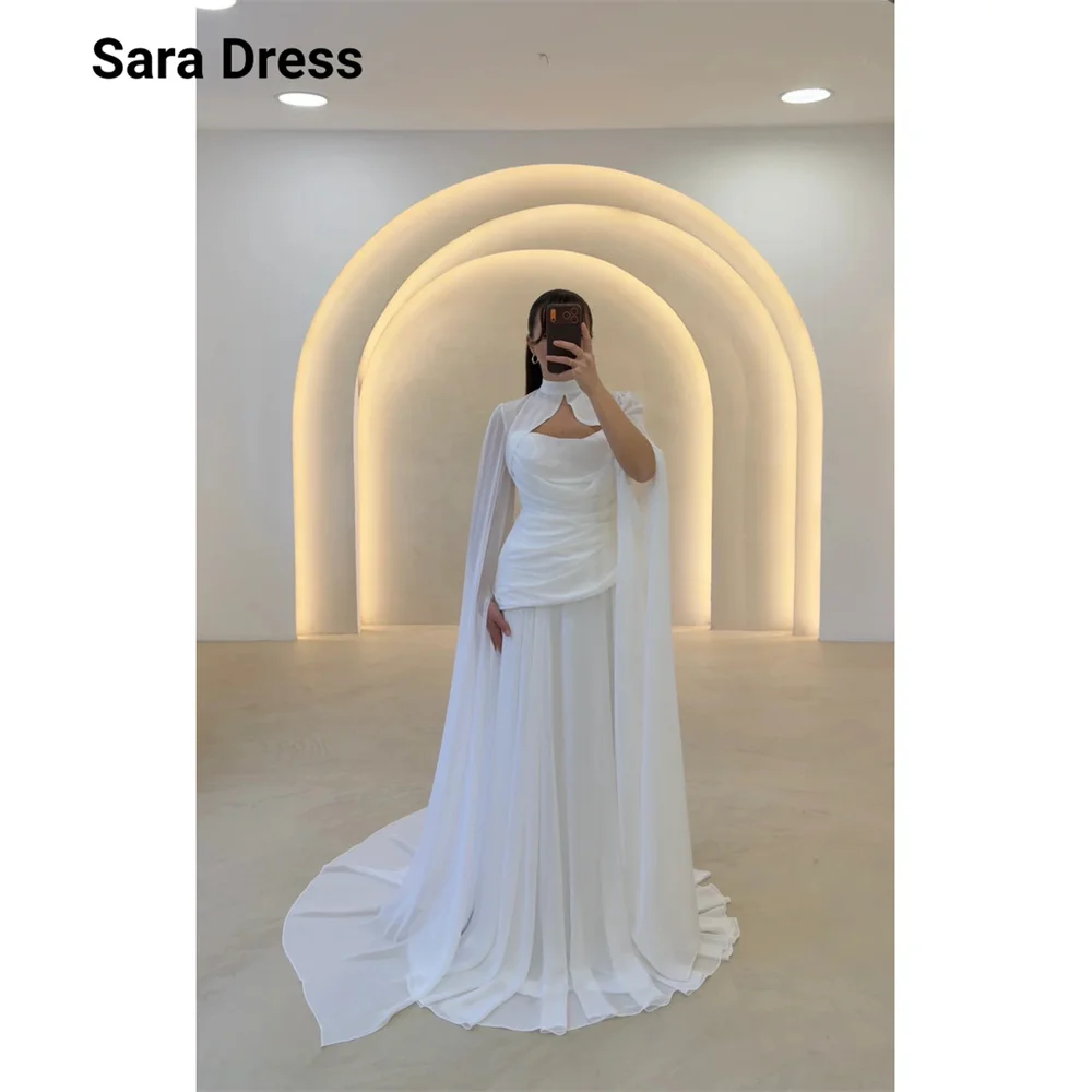 

Sara Custom A Line Chiffon Shawl Sleeveless Floor Length Dresses Gala Dress Sharone Said Guest Wedding Clothes Disguise Belly