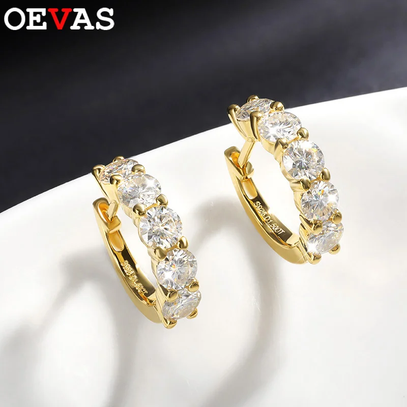 

OEVAS 100% 925 Sterling Silver each 0.2ct 3.5mm Moissanite Hoop Earrings For Women Sparkling Wedding Party Fine Jewelry Gift
