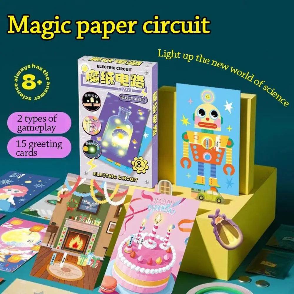 Magic Paper Circuit Children's Electronic Greeting Card Luminous Toy Puzzle Circuit Scientific Experimental Materials Funny Toys