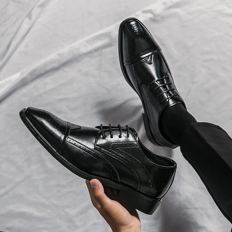 Luxury British Brogue Leather Shoes Men Fashion Party High Quality Casual Men Shoes Driving Classic Slip on Dress Office Lacing image 4