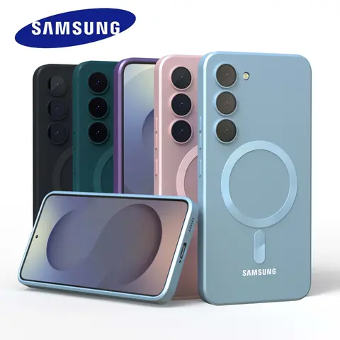 Para caso magnético samsung galaxy s25 fe s24 s23 s22 s21 s20 fe magsafe s25fe à prova de choque cobertura completa capa de gel de silicone líquido