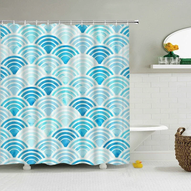 Colorful Modern Shower Curtain 3d Bathroom Curtain With Hooks Decorative Partition Screen 180*240 Polyester Washable Cloth