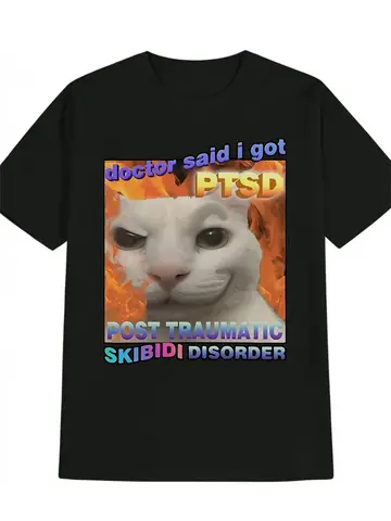 Skibidi Toilet Brainwashed Self Deprecating Herren-T-Shirt, urkomische Meme-Freizeitkleidung, vielseitige Oberteile mit Rundhalsausschnitt und Grafikdruck