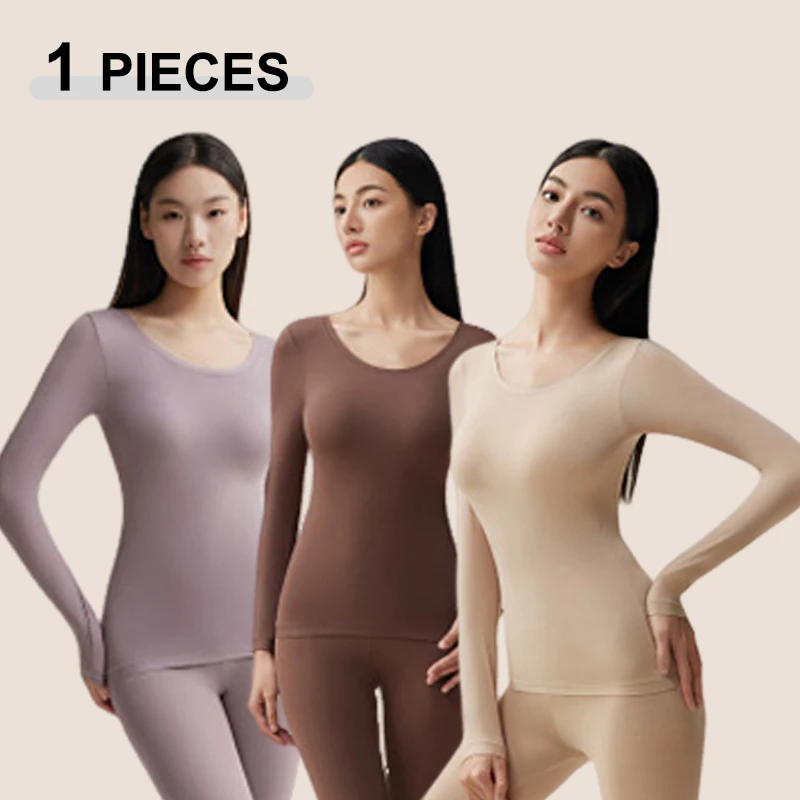 Winter High-Elastic Ultra-Thin Lock Temperature Underwear Women‘s Seamless First Layer Sleepwear Ladies Long Sleeve Slim Fit Top