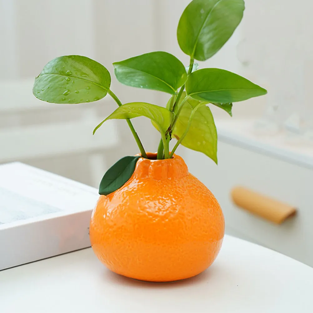 Creative Orange Inspired Ceramic Floral Vase Versatile Desktop Bookshelf Decor Vase for Flower Arrangement Farmhouse Modern Home