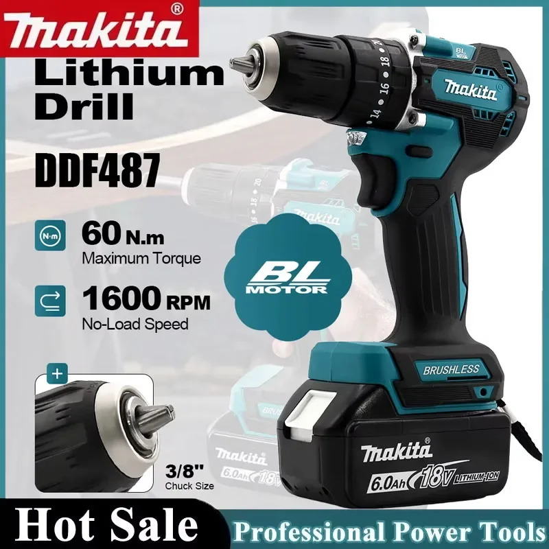 

Makita uses 18V Makita battery. DDF487 18V brushless electric drill, suitable for five-rope impact drill of decoration team,