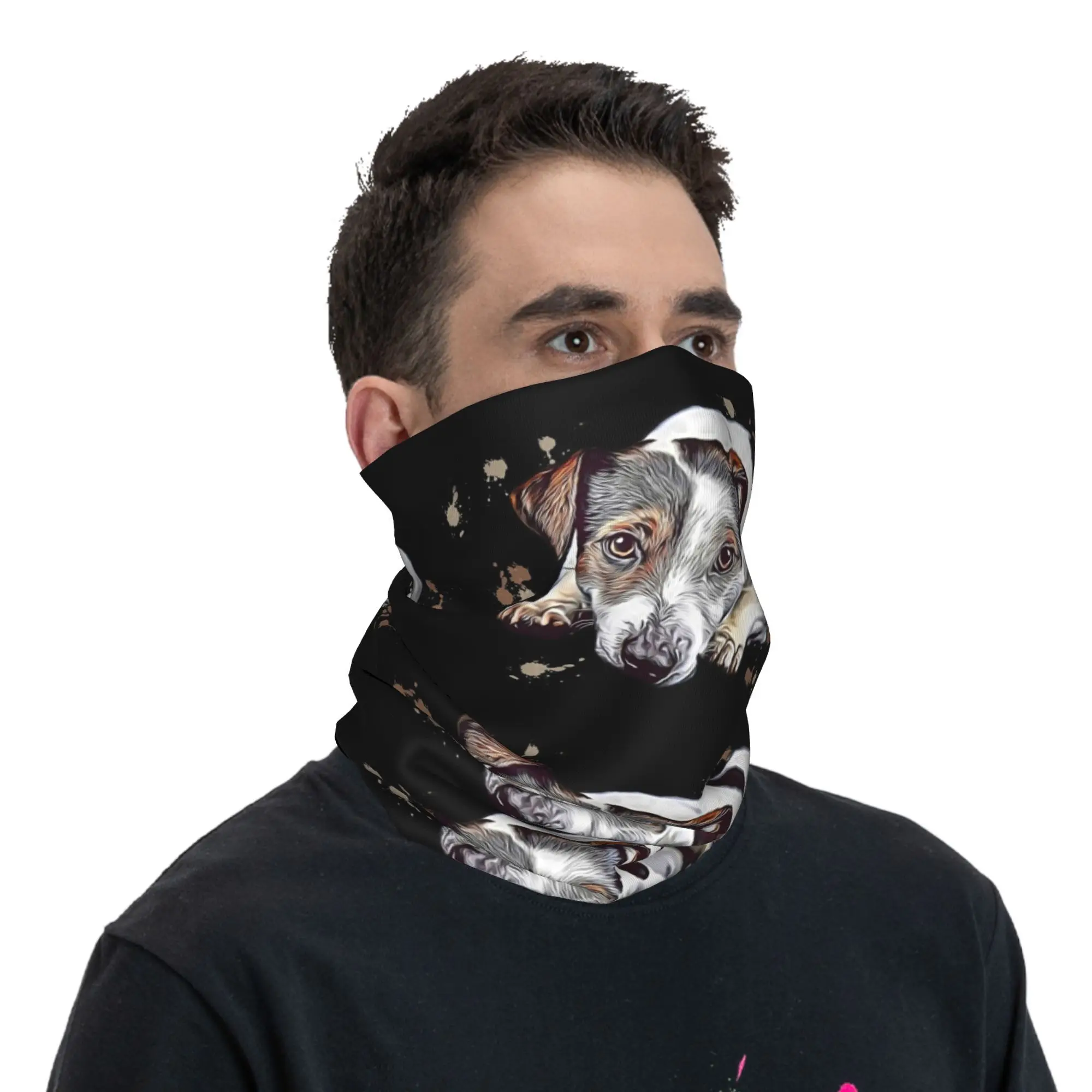 sweet Jack Russell Terrier gift dog Lover Mum Bandana Neck Gaiter Printed Magic Scarf Multifunction Face Mask Outdoor Sports