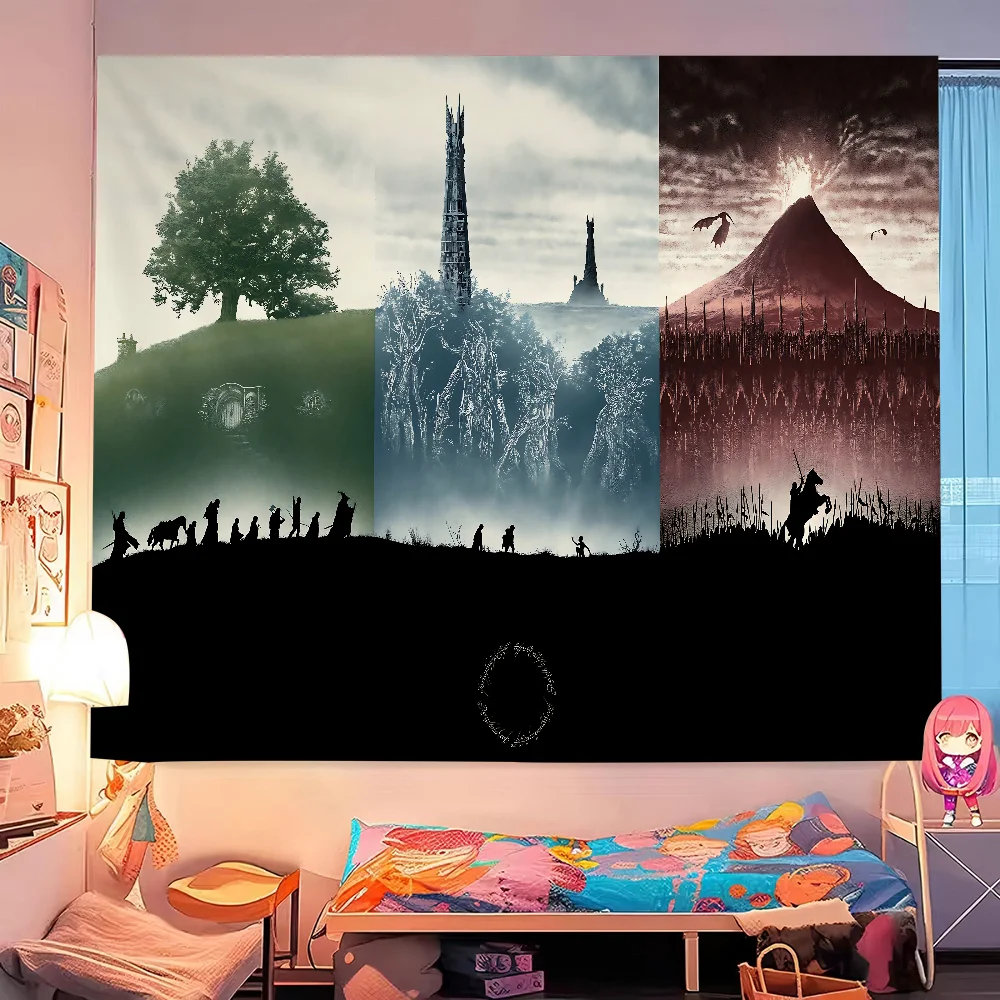 لعبة L-Lord Of The R-Rings مطبوعة قماش مزخرف جداري كبير رخيصة الهبي الجدار الشنق البوهيمي جدار المفروشات ماندالا ديكور المنزل