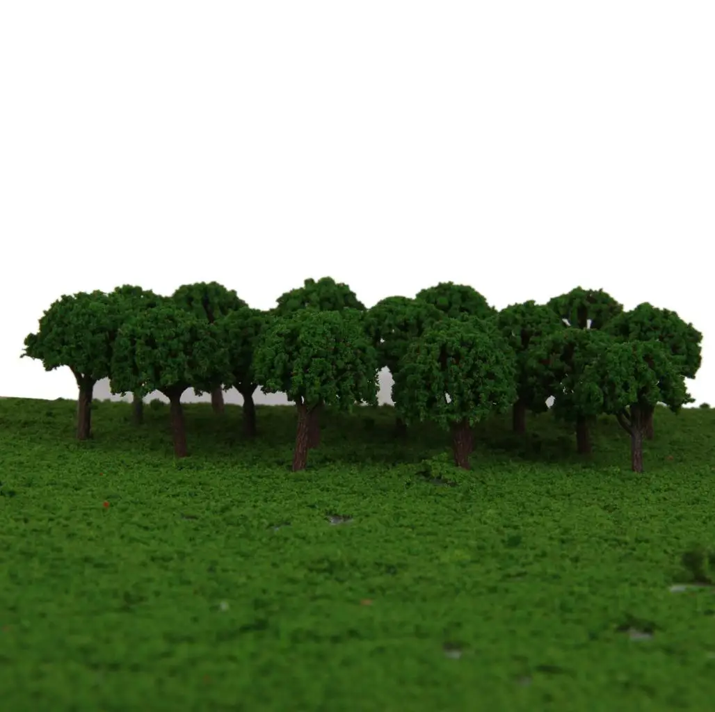 50x 3cm Scenery Landscape Train Trees Model Green 1:500 Display DIY