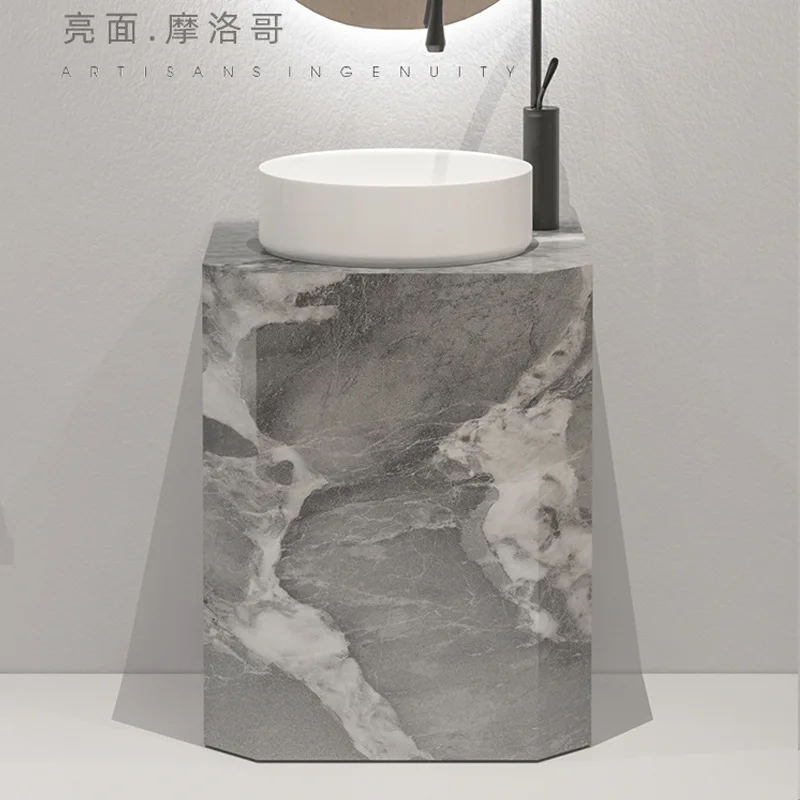 Slate wash basin Column washbasin Integrated floor  Bathroom Outdoor balcony wash