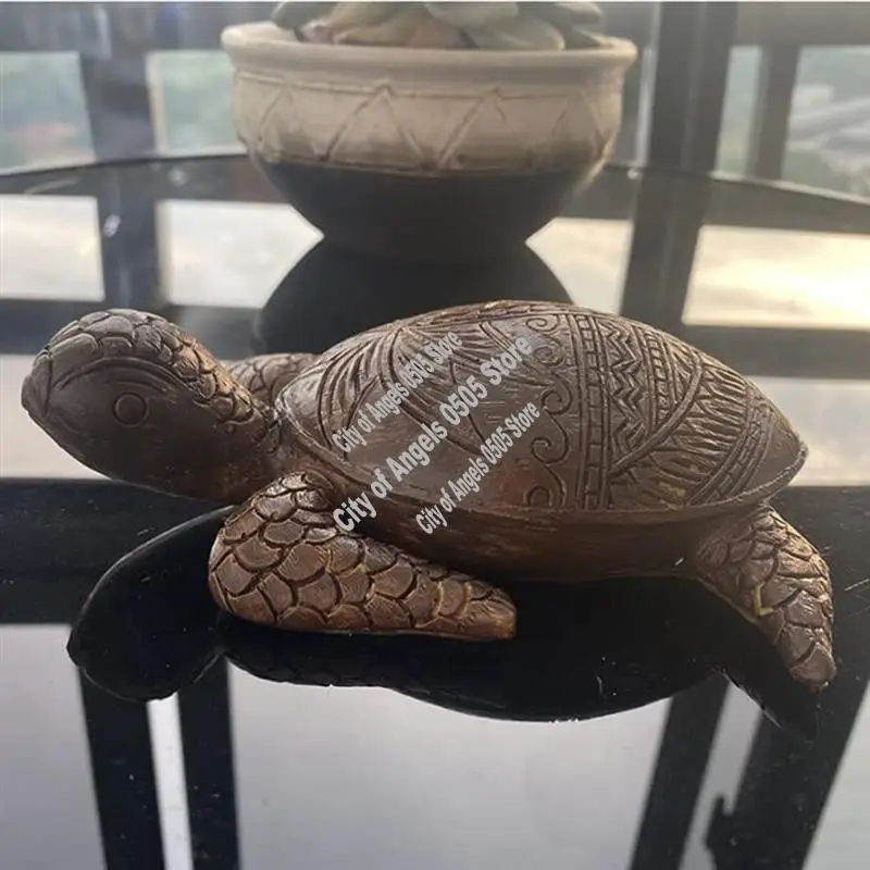 COFA-Sea Turtle Statue, Hawaiian Sea Turtle Resin Carved Animal Statue, Ocean Coast Home Decor