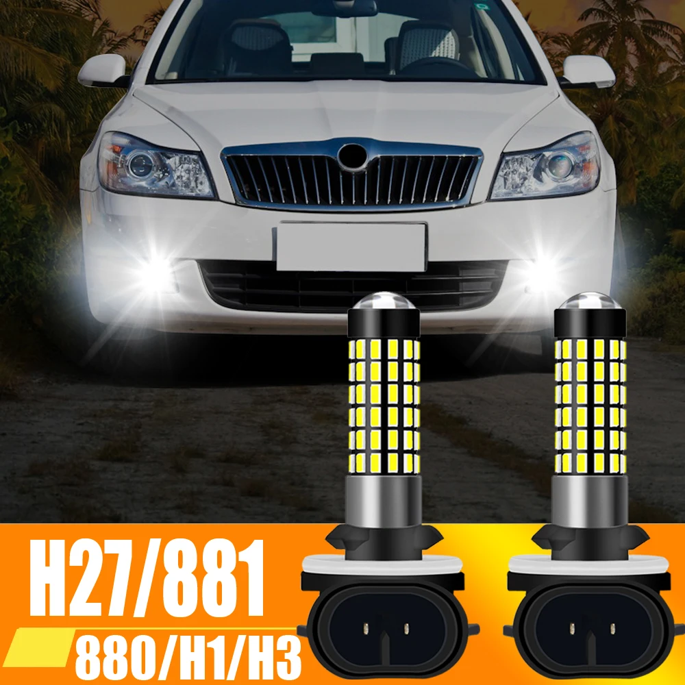 2Pcs H27 Led 881 Led Bulb H27W2 Car Fog Light Front Head Driving Running Lamp Auto 12V H27W/2 H27W LED White 880 H1 H3 Led Bulbs