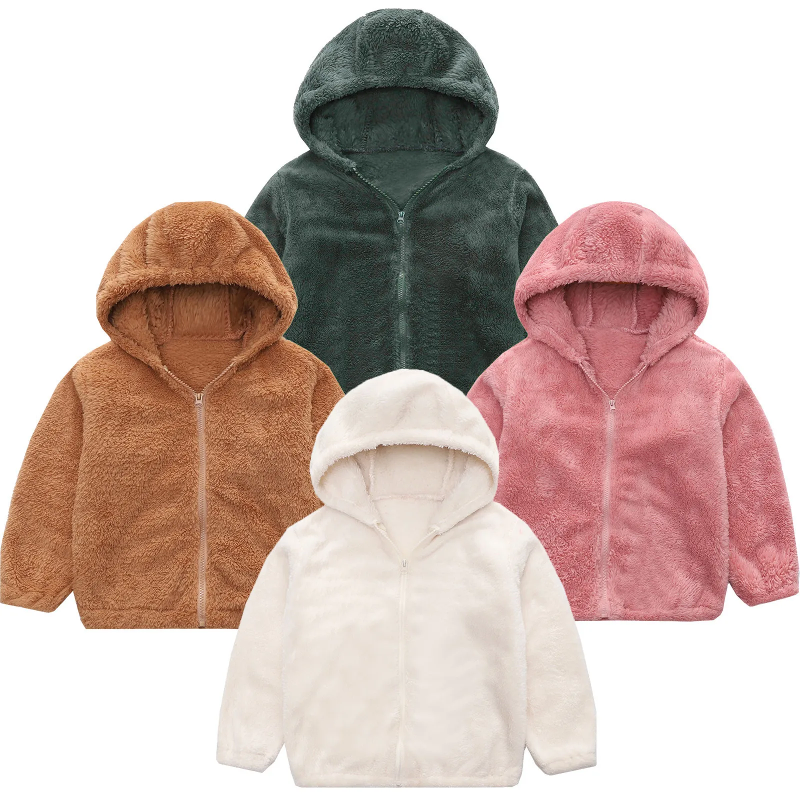 Kids Baby Girls Boys Solid Zipper Fleece Thick Warm Girl Outerwear Jackets And Coats Little Girl Coats Dress Jacket for Girls