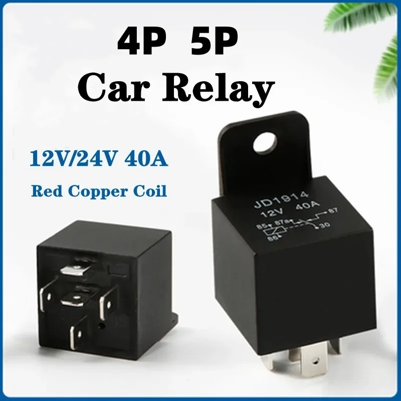 Waterproof Automotive Relay  Normally Open DC 12V 24V 4pin 5pin 4P 5P 40A Car Relay With Red Copper Terminal Auto Relay