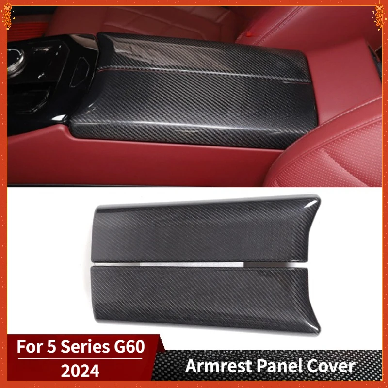 

For BMW 5 Series G60 Real Dry Carbon Fiber 2024 Interior Armrest Panel Cover Decorative Decoration Modification Accessories