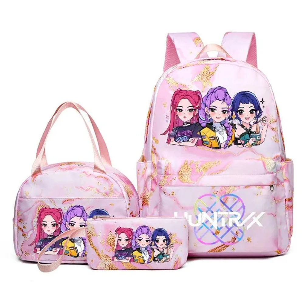 

3pcs K-Pops Set Backpack Students Lunch Bag Demon Set Pencil Case Anime Cartoon Fashion Print Hunter Student Back To School Gift