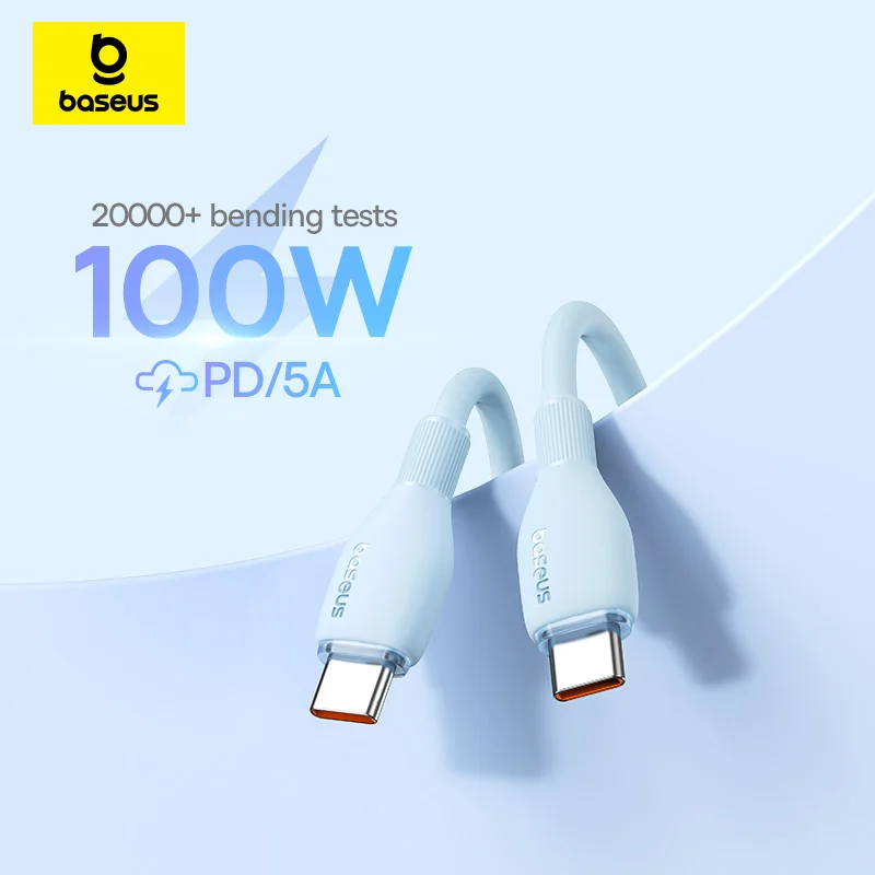 Baseus PD 100W USB C To USB Type C Cable For Macbook Fast Charging Charger Wire Cord For iPhone  16 15 Type-C Cable For Xiaomi