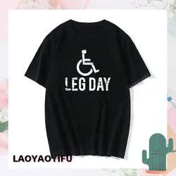 Novidade Leg Day Gráfico Impresso Bodybuilder T-shirt, Casual Loose Fashion Tees, Funny Fitness Gym Tees para homens, Novidade