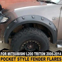 Pocket Riveted Style Fender Flares Wheel Arch For Mitsubishi L200 Triton 2006-2014 Mudguards Double Cab OFFROAD Car Accessories