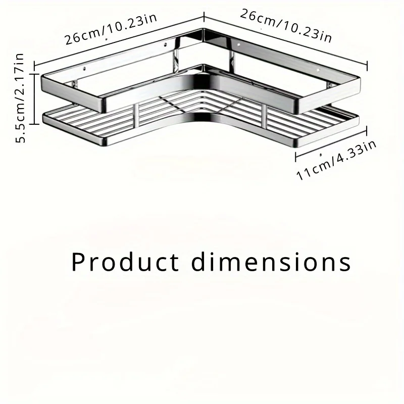 Easy Install Shower Shelf Set No Drilling Shower Rustproof and Waterproof Bathroom Rack Adhesive Corner Tray