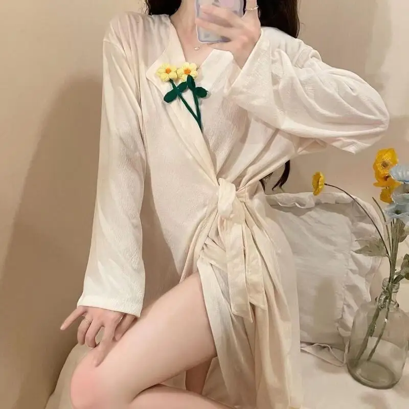

Women's Sexy Sleeping Skirt Spring Long Sleeves Nightgowns Pajamas Spicy Girl Nightdress Casual Home Clothes Dress New Products