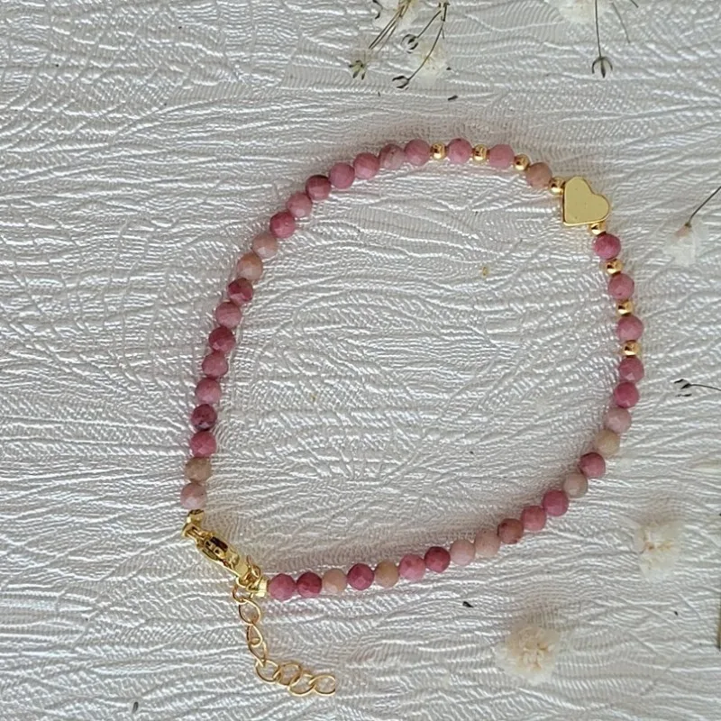 1 قطعة 3 مللي متر اليدوية الحجر الطبيعي الجمشت الخرز مع القلب لمط أساور للنساء مجوهرات هدية