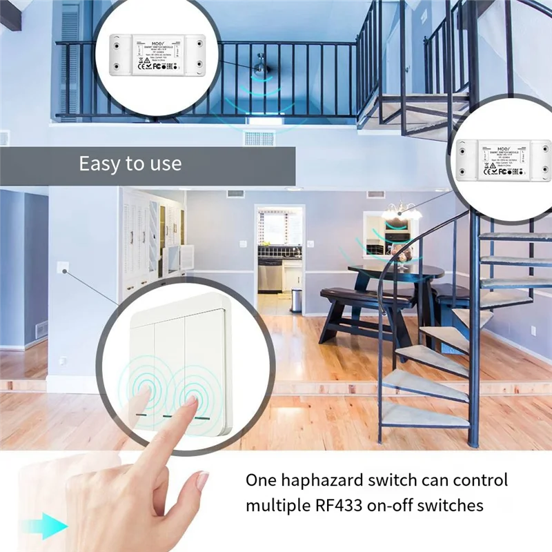 ABGR-External RF433 Кнопка радиочастотного переключателя Двойной переключатель управления 10А Простая установка