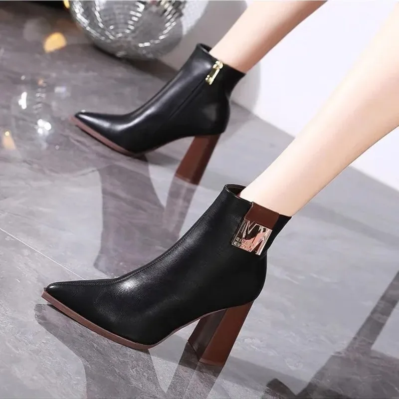 2024 Spring Autumn High Heels Women Ankle Boots  Short Boots High Heel Shoes Small Plus Size