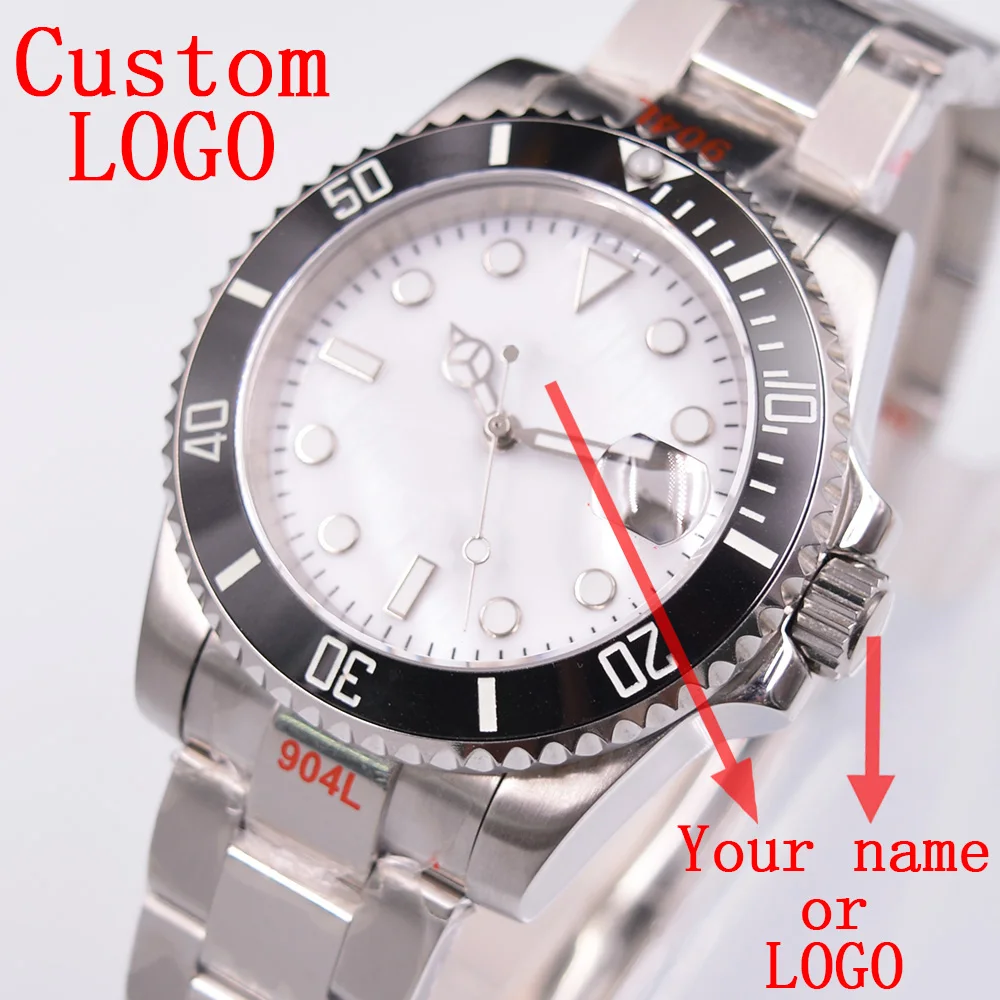 

40MM BLIGER Automatic NH35 Movement men watch Sapphire Crystal Sterile white dial 316L Stainless steel case Luminous sport watch