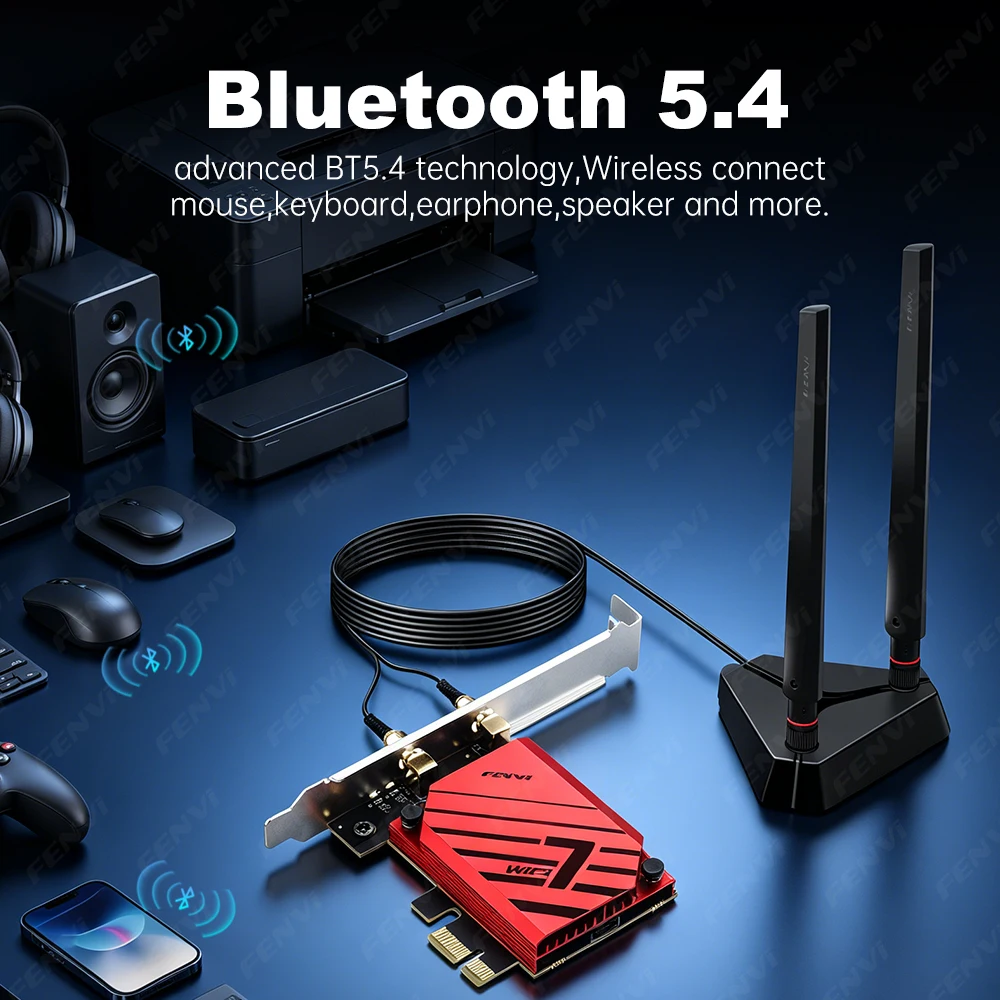 FENVI MT7925 BE6500 WiFi 7 PCIE Adapter BT 5.4 Tri Band 2.4G/5Ghz/6Ghz 802.11BE 6500Mbps Wireless Network Card For AMD Win 10/11