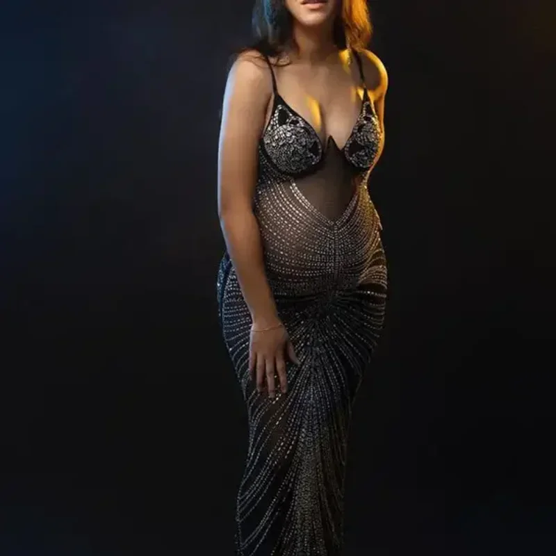 Sexy Elegant Maternity Dress Photography Perspective Gown Photography Lace Split Dress for Photoshoot Dress Baby Shower Pregnanc